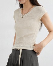 French sleeve sheer knit L0136