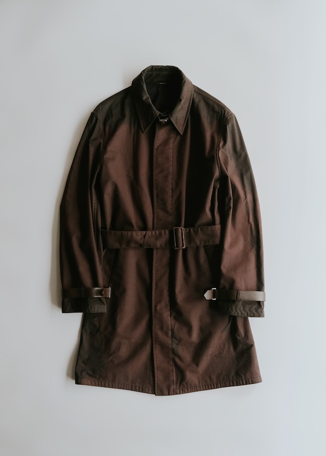 HERMÈS waxed cotton multiple belted coat