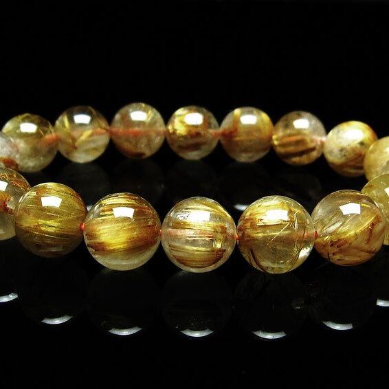 ルチルクォーツ ブレスレット 11mm タイチンルチルクォーツ タイチンルチル 一点物 メール便可 [M便 1/10] 111-49070