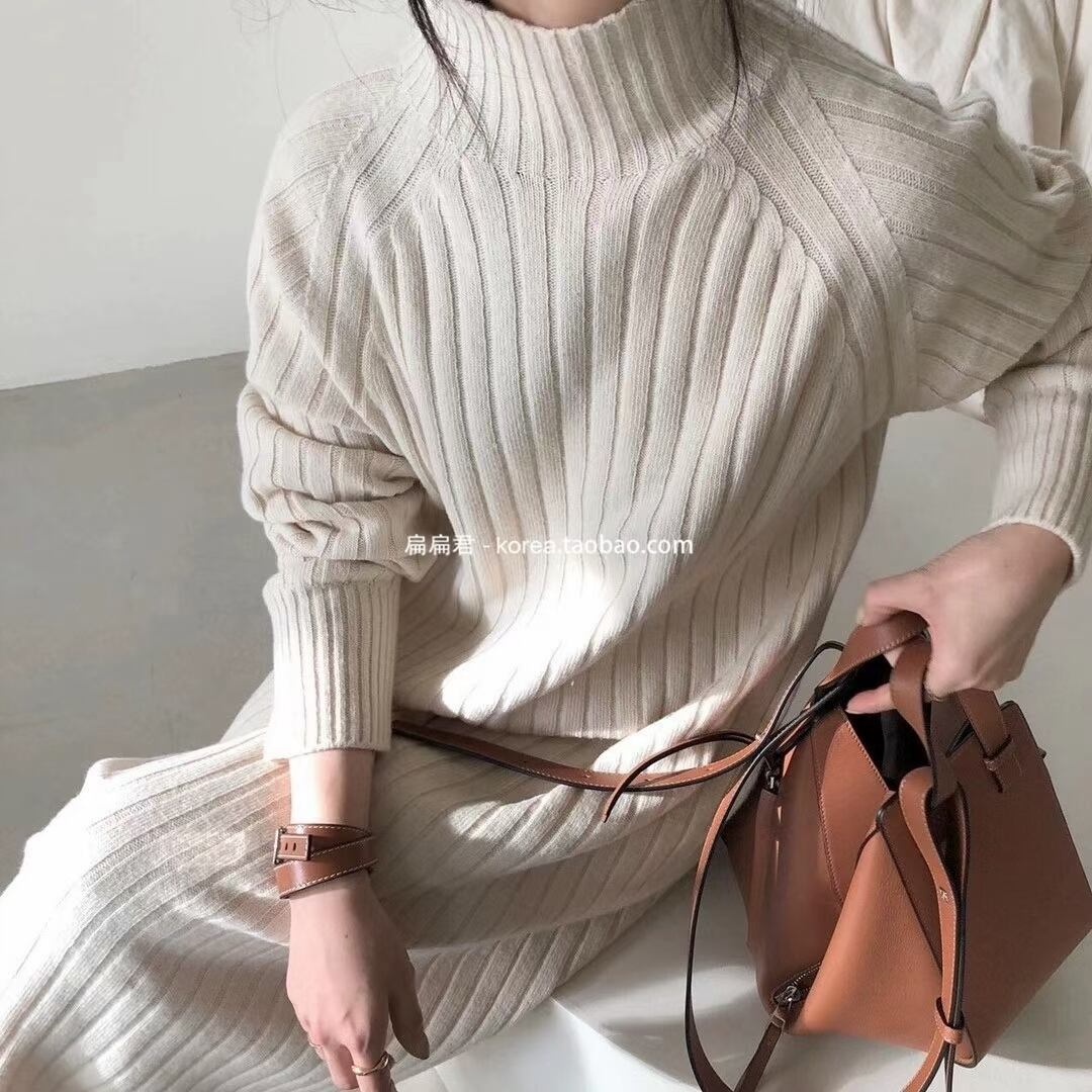 リブ編み　タートルネックワンピース　AJ1079-D04