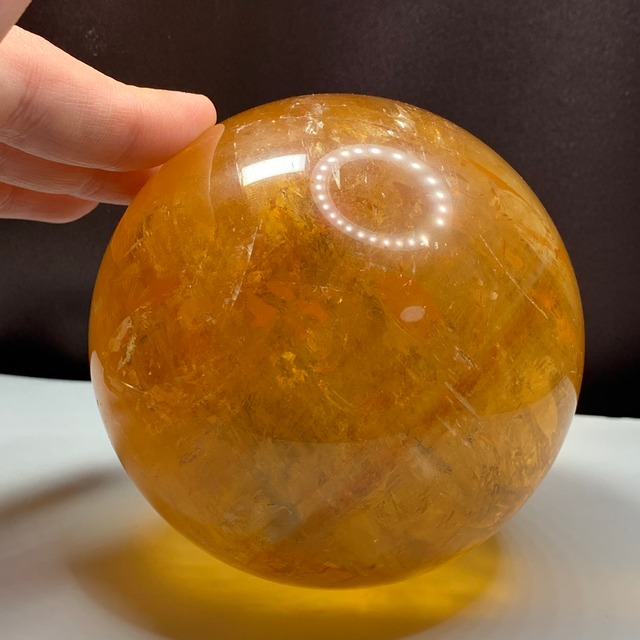 大玉✩蜂蜜の様な色合い♪ギラギラディープゴールデンカルサイトスフィア