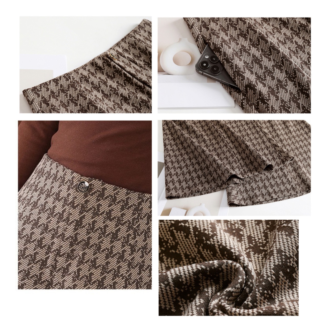 千鳥格子柄 ワイドガウチョパンツ W01379