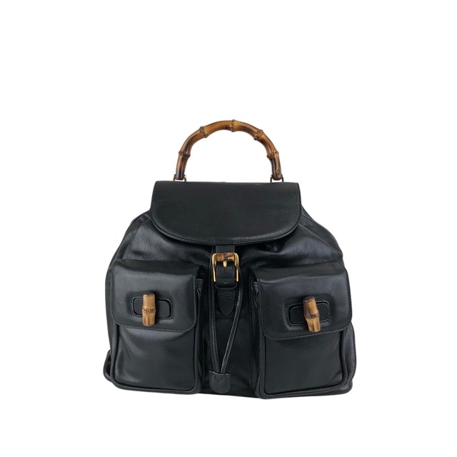 GUCCI グッチ バックパック ブラック バンブー レザー リュック vintage ヴィンテージ オールド 4u5xy4