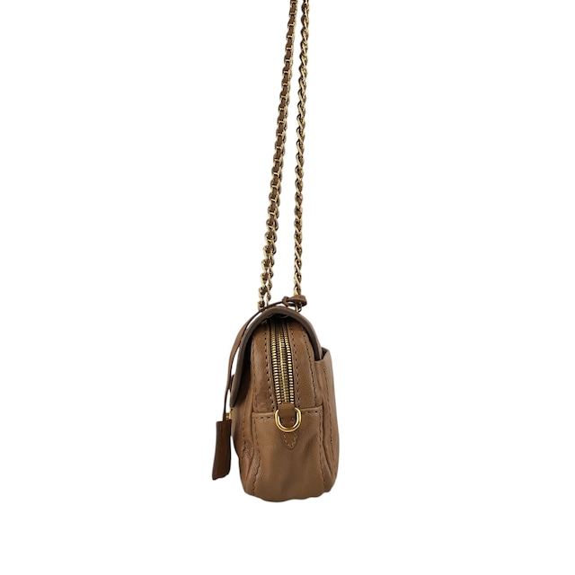 PRADA プラダ ショルダーバッグ ブラウン フロントロック レザー チェーン vintage ヴィンテージ オールド gkm4zp