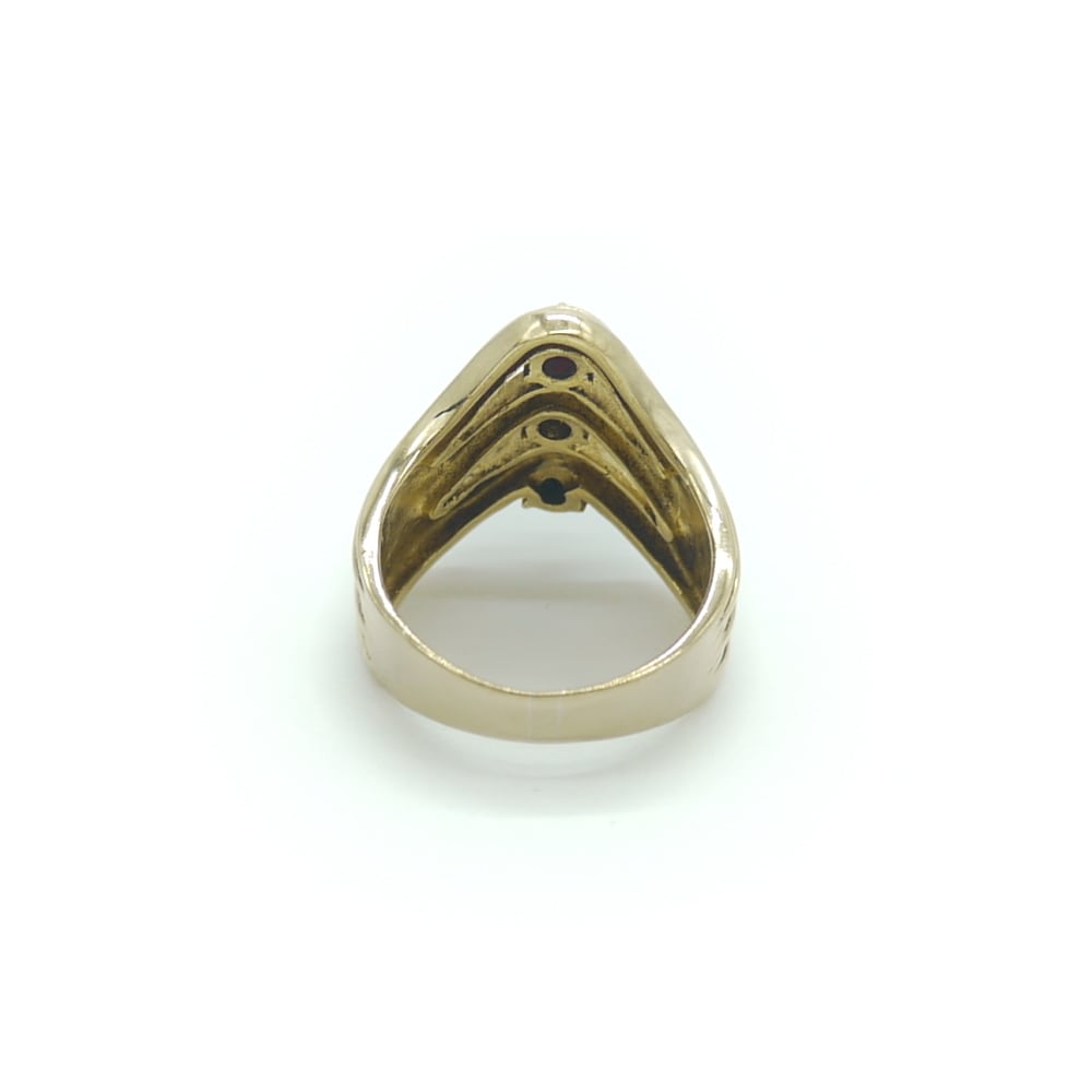 K18 エメラルド ダイヤモンド ルビー デザインリング 18金 指輪 13号