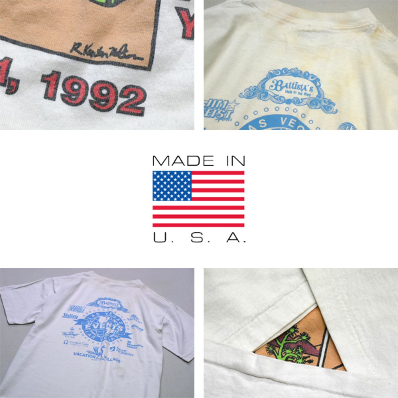 1点物◇USA製ビンテージ90s白バックプリントTシャツ古着Lメンズ 