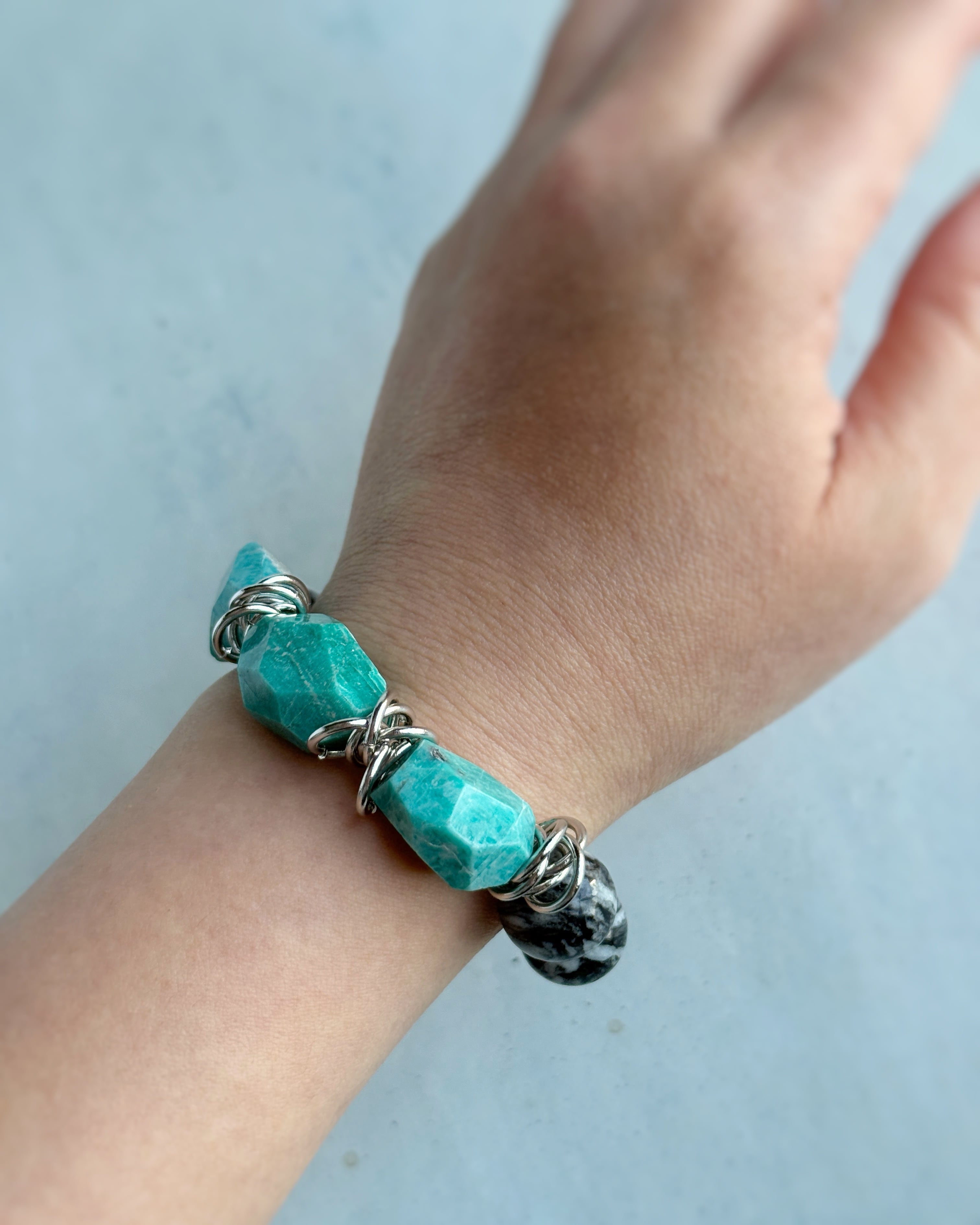 bicolor bracelet(アマゾナイト×ゼブラジャスパー)