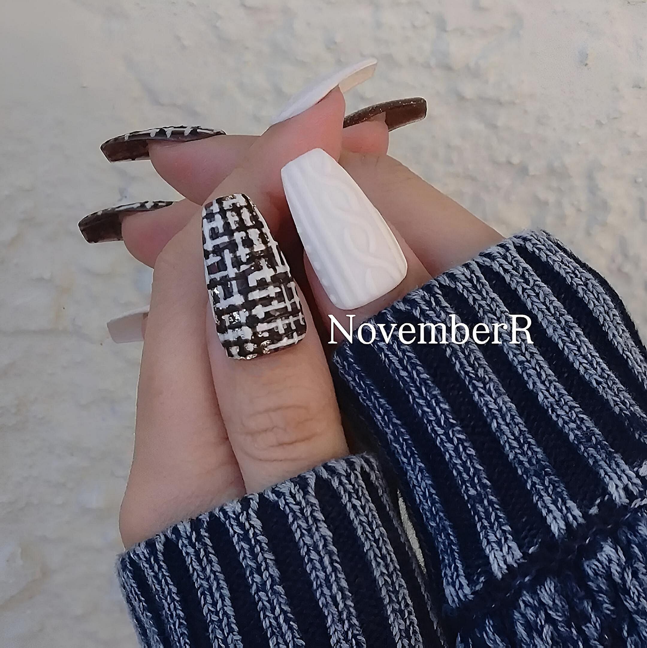 LA855☆ツイード＆ニットネイルチップ | NovemberR 〰️ネイルチップ