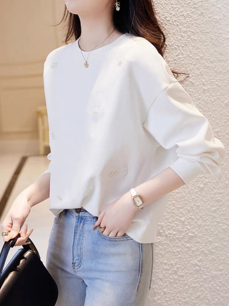 Ginkgo design long sleeve pullover L0743