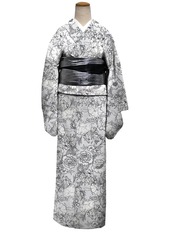 【受注商品】Rumi Rockきもの「小石川薬圓」ホワイト　[A731]