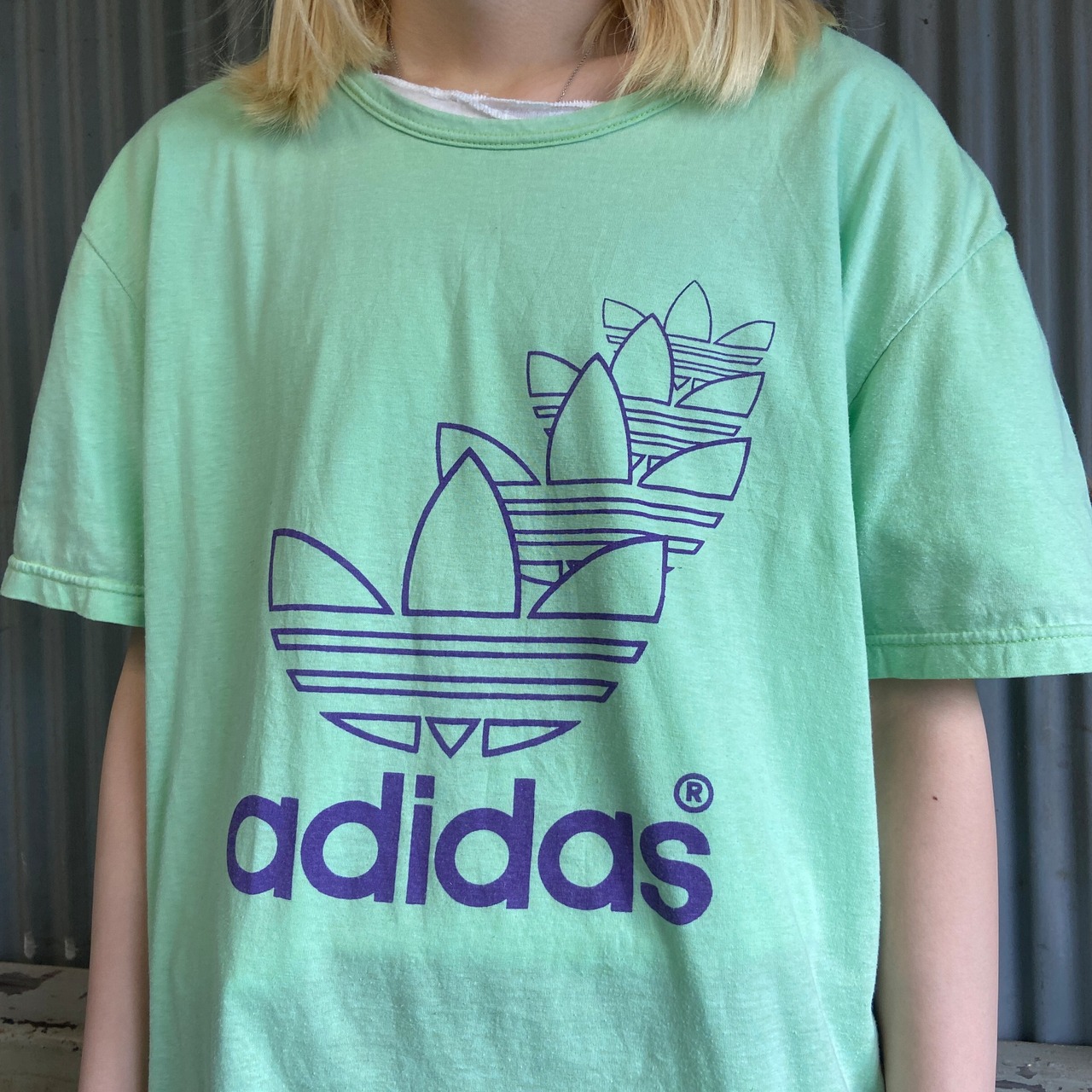 スペイン製 70年代 adidas アディダス トレフォイルロゴ プリントT 