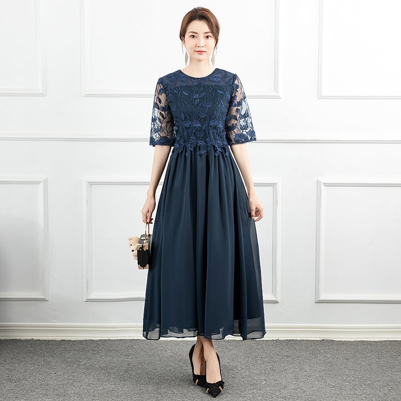 ワンピース お呼ばれドレス 結婚式 レース ネイビー サイズ0 ジル 