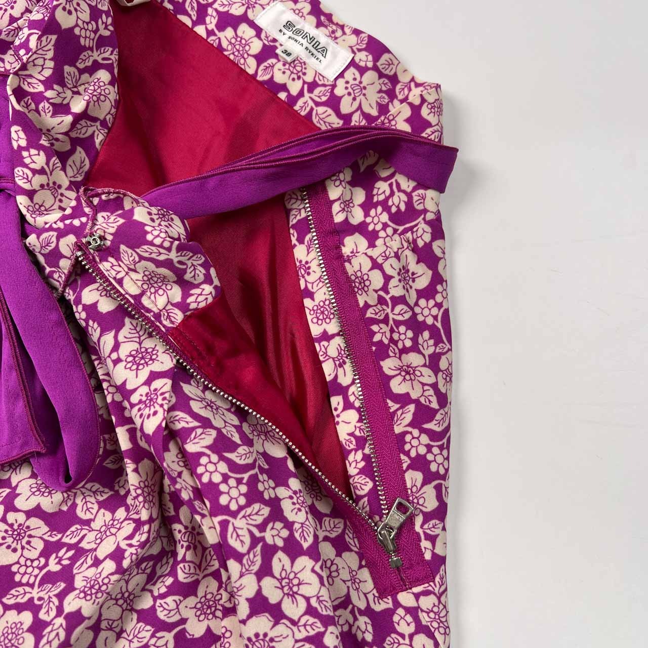 SONIA by SONIA RYKIEL ソニアバイソニアリキエル 花柄 フレア スカート サイズ 38 /オンワード樫山/パープル/ミニスカート