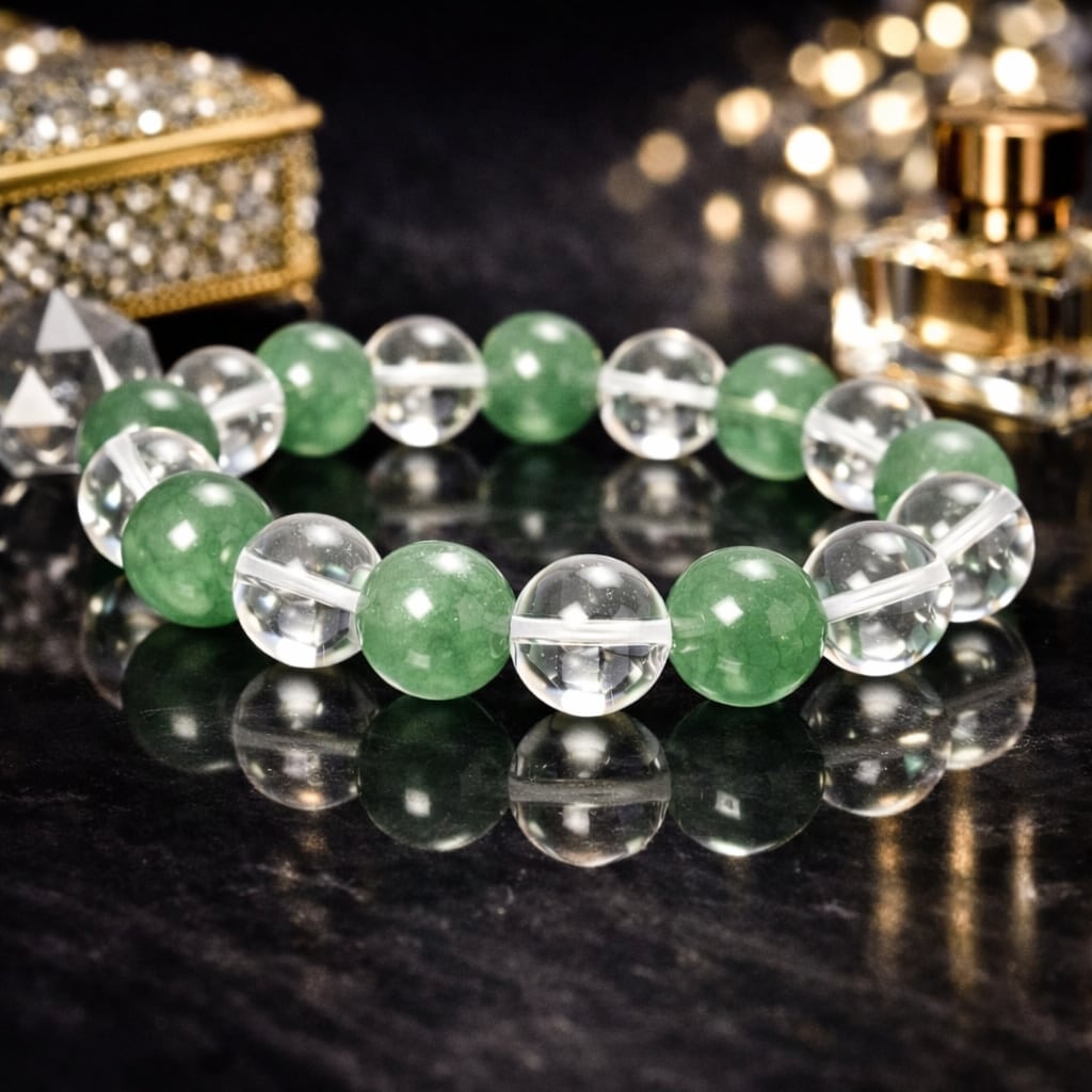【お一人1回までお試し価格】翡翠と水晶のブレスレット