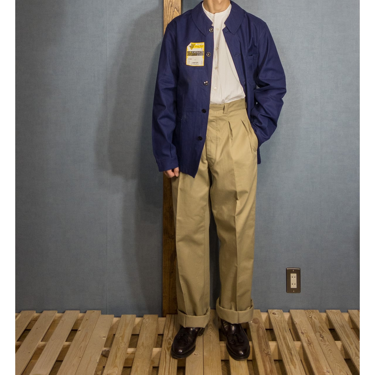 【希少 50s-60s】L'ATHLETE フレンチワークジャケット 刺繍タグ 希少 50s-60s】L'ATHLETE フレンチワークジャケット 刺繍タグ