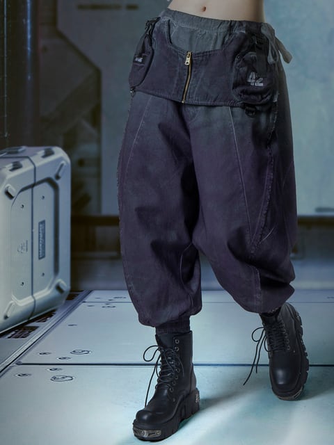 不作悪「夜叉」グラデーションウォッシングサイバーパンクサルエル