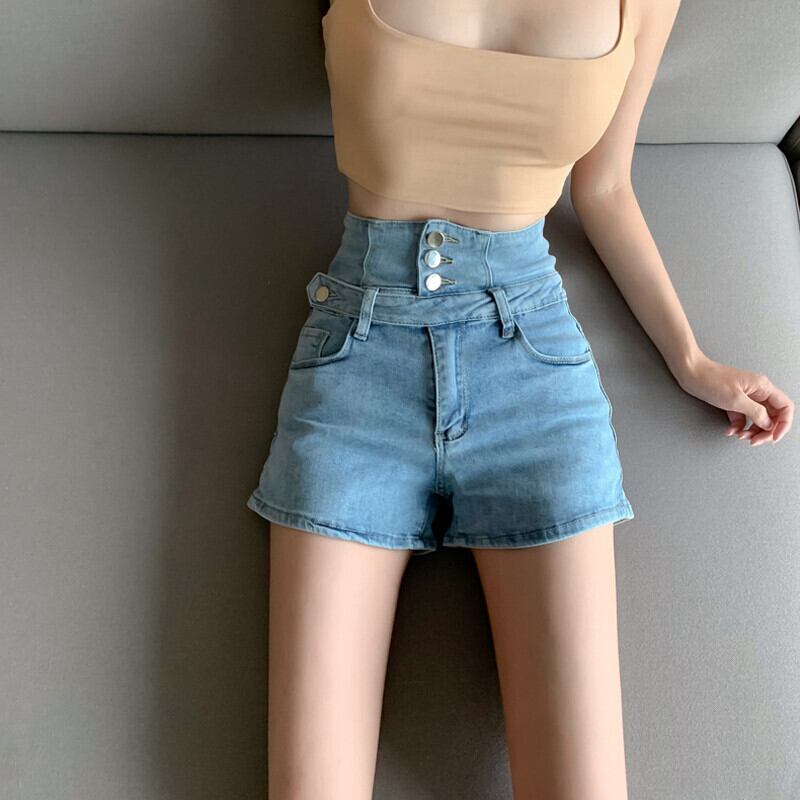薄手ジーンズ サマーハイウェストウェストスタンダードカジュアル レトロ 夏物 ショーツ ブルマー ガールズファッション19561392783