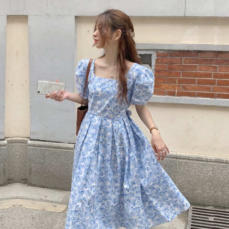 フローラルドレス サマースタイルロングスカート 大人ガーリー スウィート キュート カジュアル 夏物 花柄 試着室64906607795