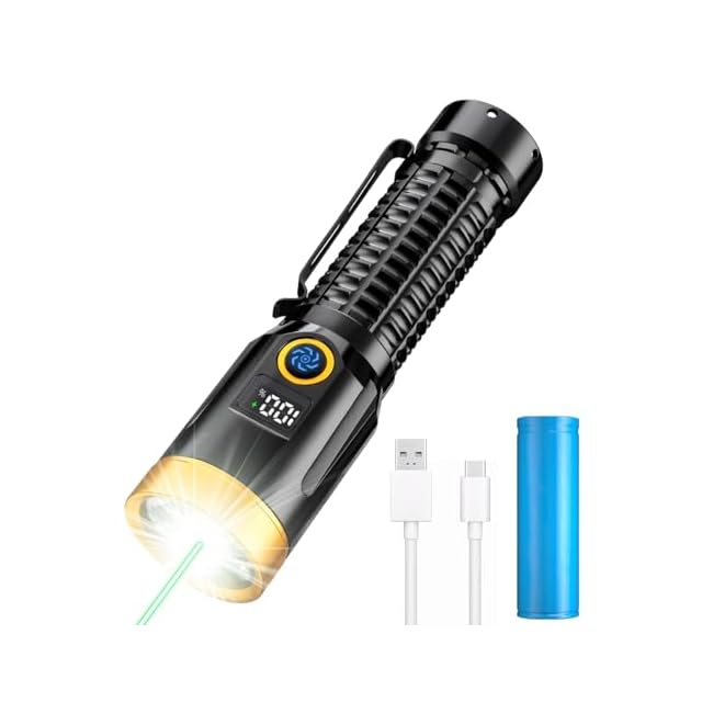 懐中電灯 超高輝度8000ルーメン 超遠距離照射2000m Type-C充電式/電池