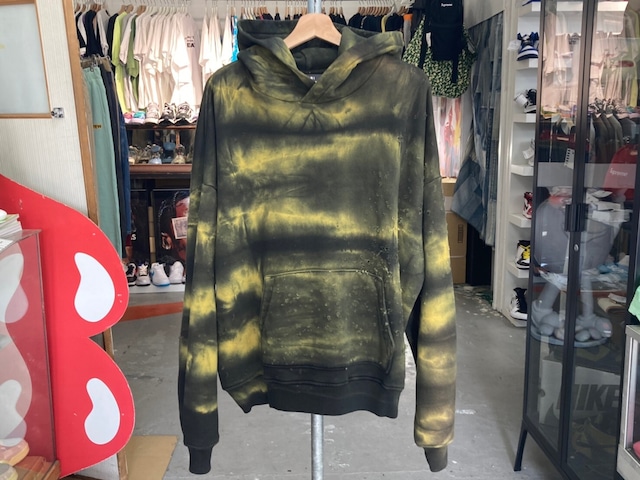 AMIRI SHOTGUN TIE-DYE DESTROY OVERSIZED HOODIE MEDIUM YELLOW/GREEN IJ9808