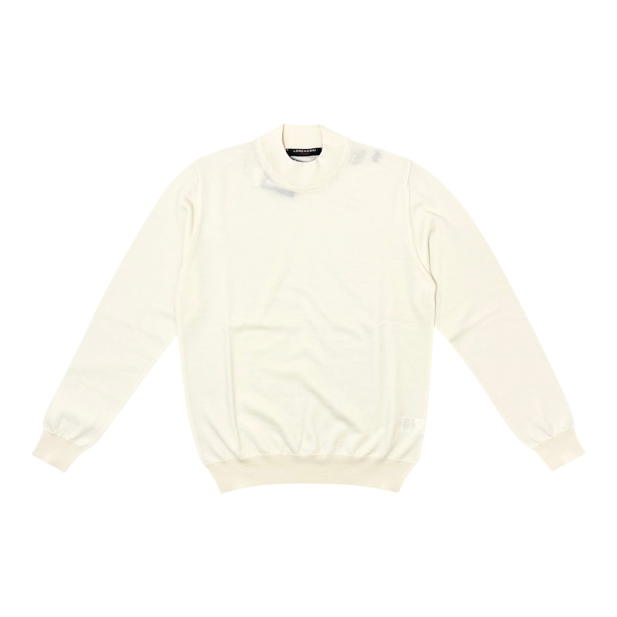 LORENZONI(ロレンツォーニ) Washable Wool Mock neck Sweater/WHITE