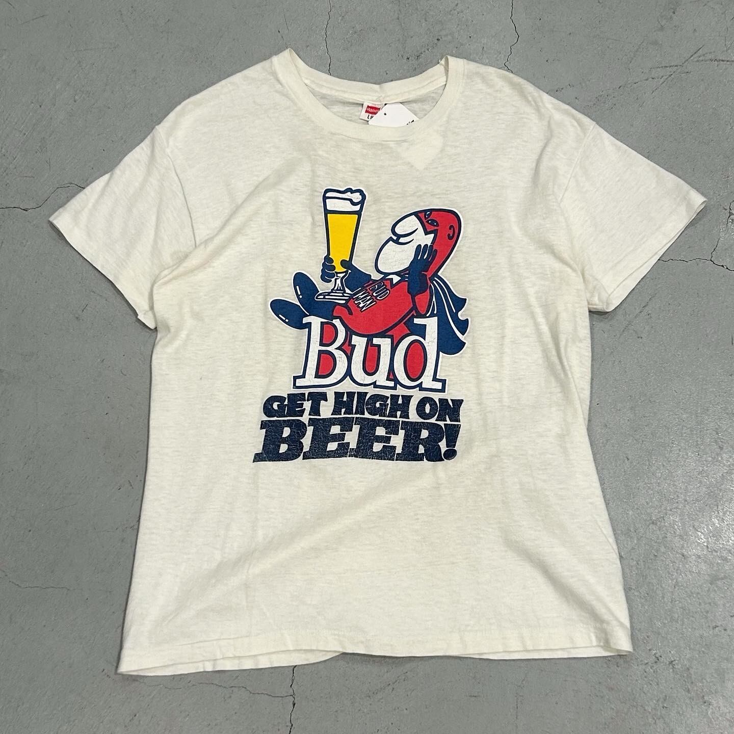 70s Budweiser "GET HIGH ON BEER !" T-shirt【高円寺店】