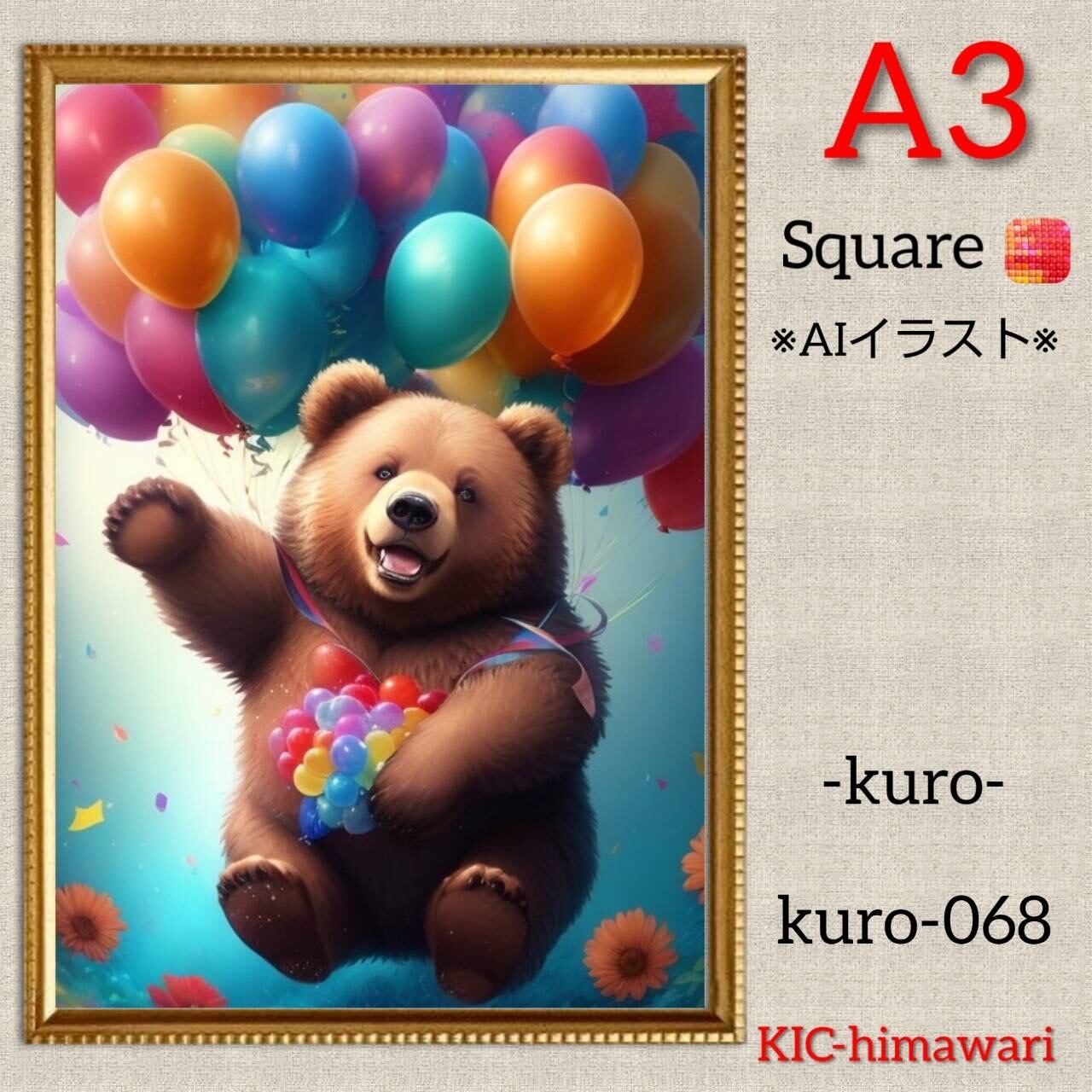A3サイズ 四角ビーズ【kuro-068】ダイヤモンドアート