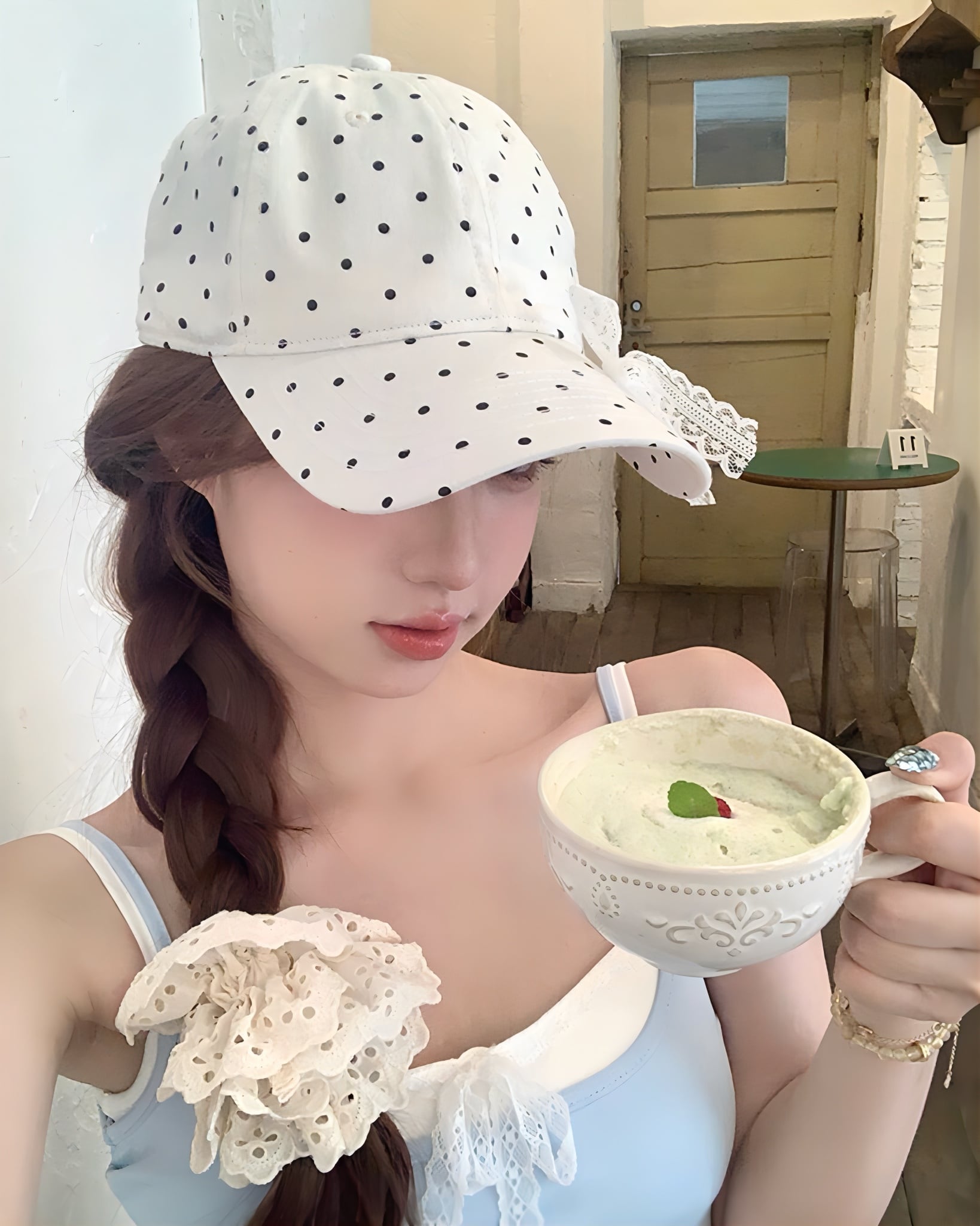 サイドレースリボンドットキャップ 2508577