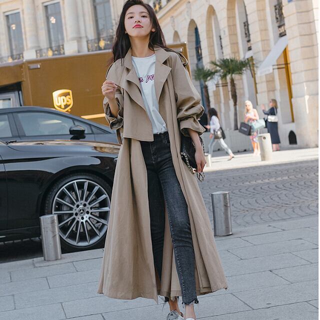 トレンチコート レディース アウター ロング丈 かっこいい カジュアル おしゃれ ベージュ XS/S/M/L/XL