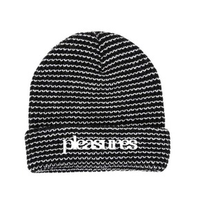 【PLEASURES/プレジャーズ】VIOLATION STIRPED BEANIE ニット帽 / BLACK