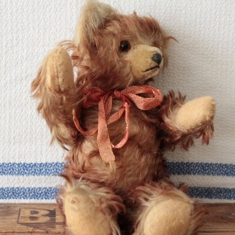 209]アンティーク/ヴィンテージ 毛足の長目のテディベア 25cm | .usagi