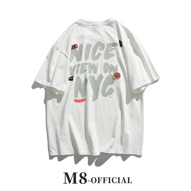 oversize logo print T-shirt 4color M0650