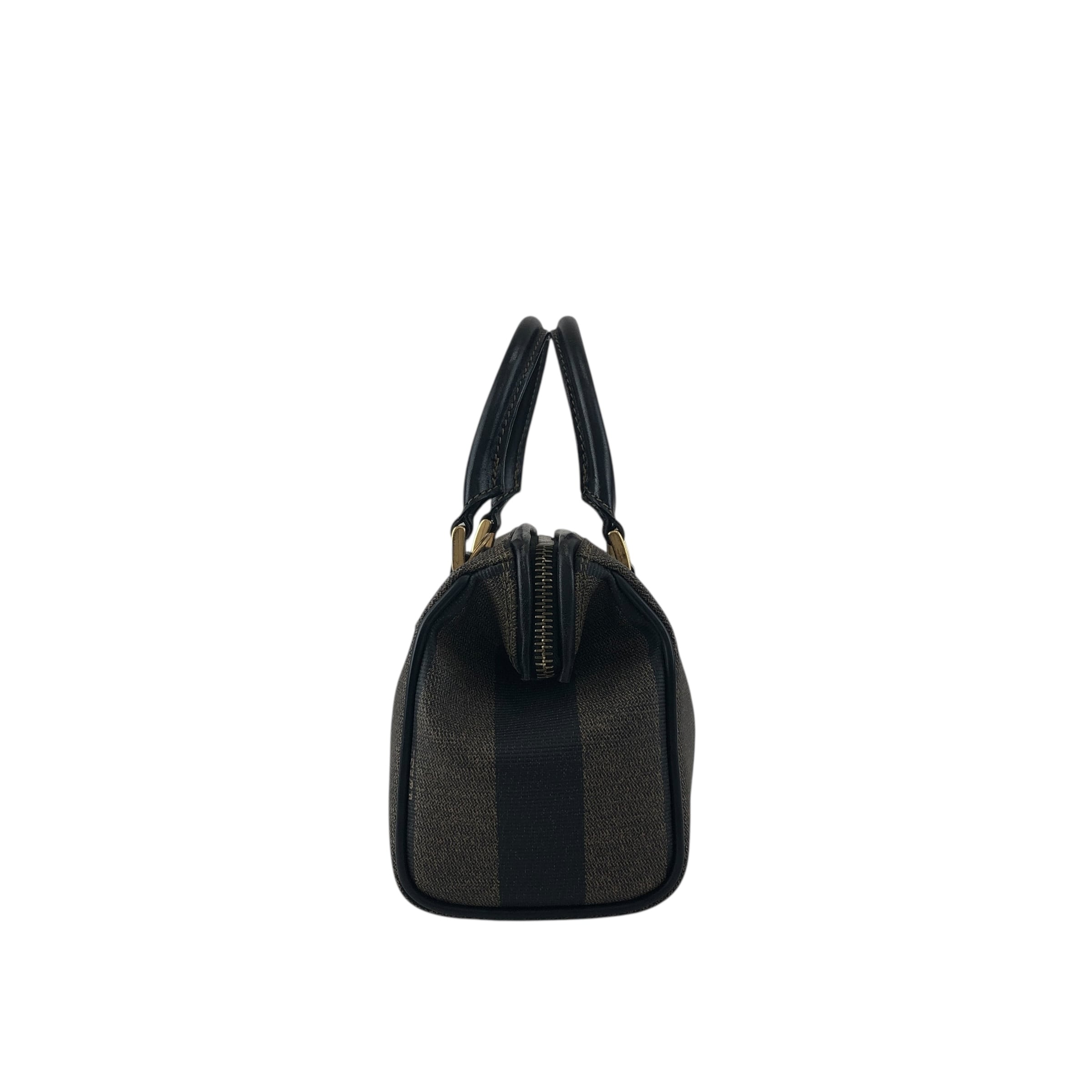 FENDI フェンディ ペカン柄 ハンドバッグ ブラック PVCレザー 2WAY