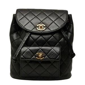 シャネル マトラッセ ココマーク チェーン リュック デイパック バックパック ブラック レザー レディース CHANEL 【中古】