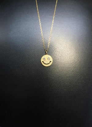 ladies' / K18YG. diamond smile necklace(M)