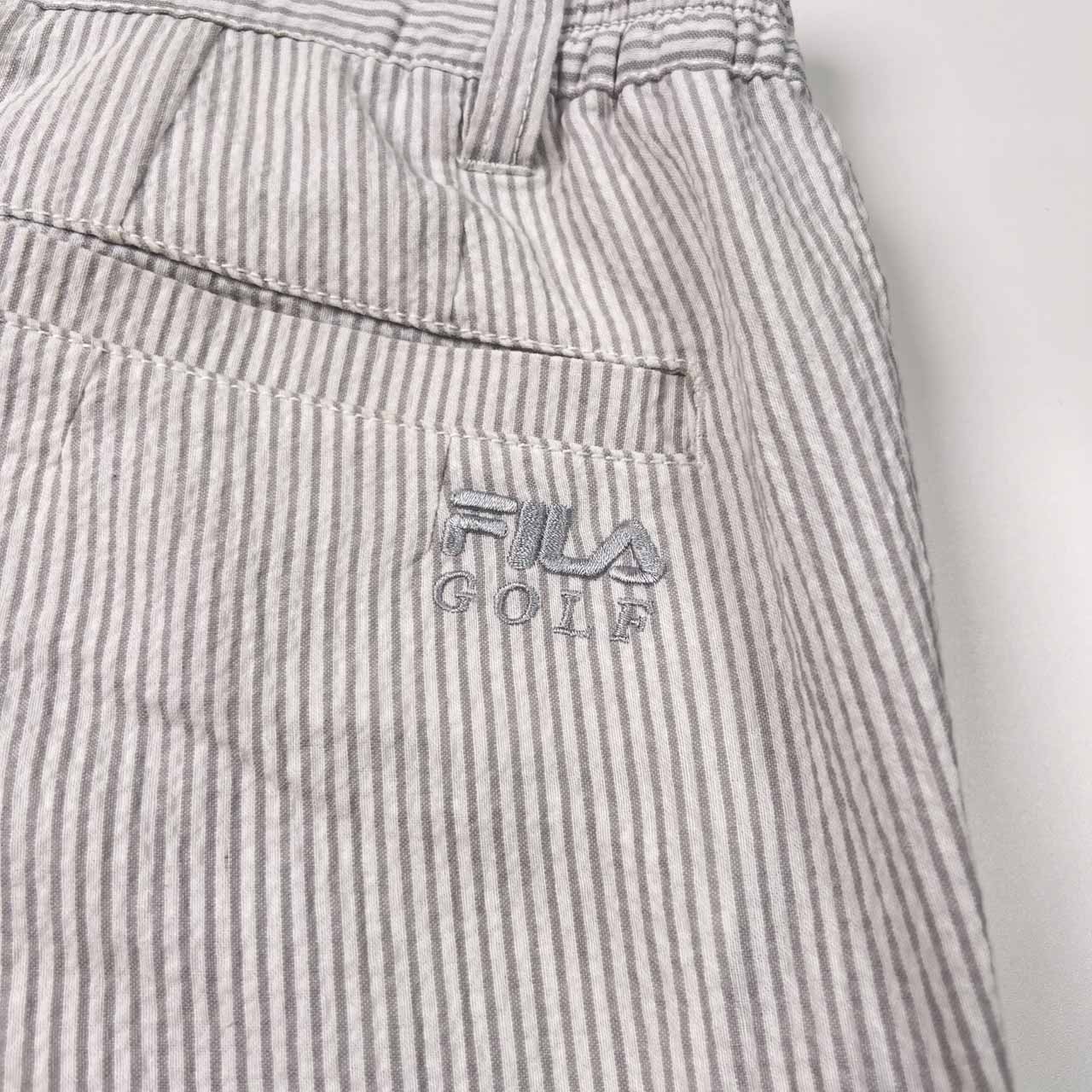 FILA GOLF フィラ ゴルフ ストライプ柄 シアサッカー ハーフパンツ ショートパンツ ストレッチ サイズ L /ホワイト×グレー