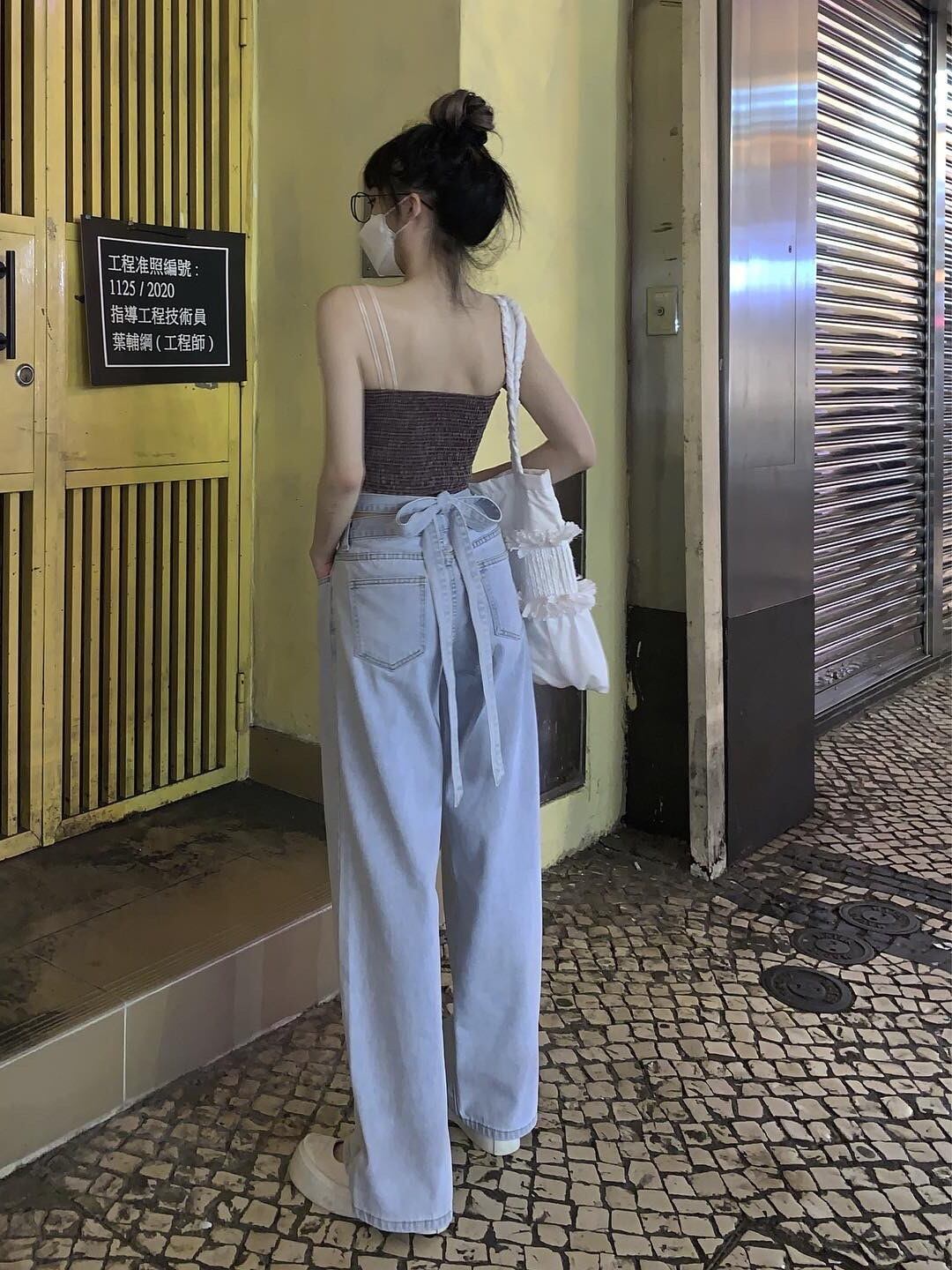 【新作】【送料無料】 ishui-Sea Salt Fantasy-ホットガールスタイルウエストバンドライトブルーハイウエストスリムジーンズ 0390370847024