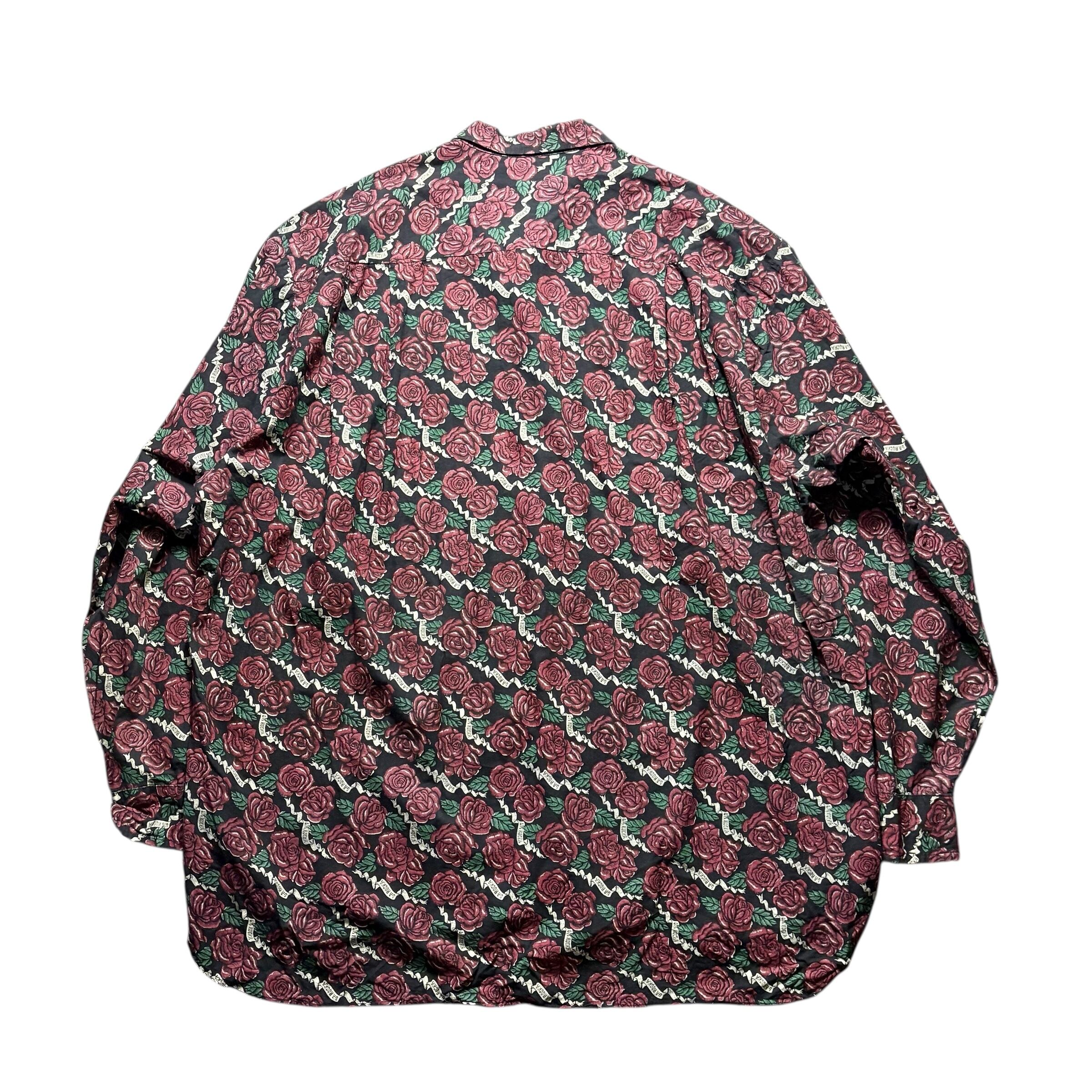 LA ROCKA! rose print cotton loop collar shirt | NOIR ONLINE