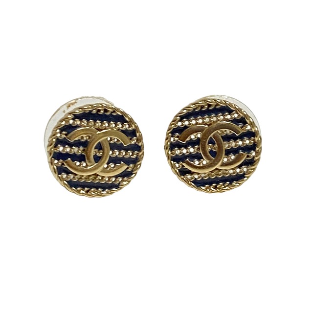 CHANEL シャネル ストライプ ピアス ゴールド アクセサリー 10412-202306