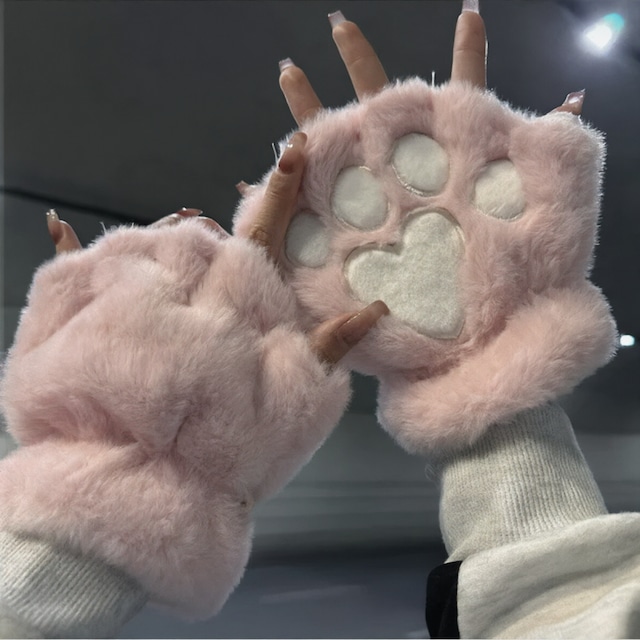✿子猫みたい！【LWシリーズ】★手袋★5color ユニセックス 猫 ネコ もふもふ 裏起毛 暖か 秋冬 防寒 小物 かわいい