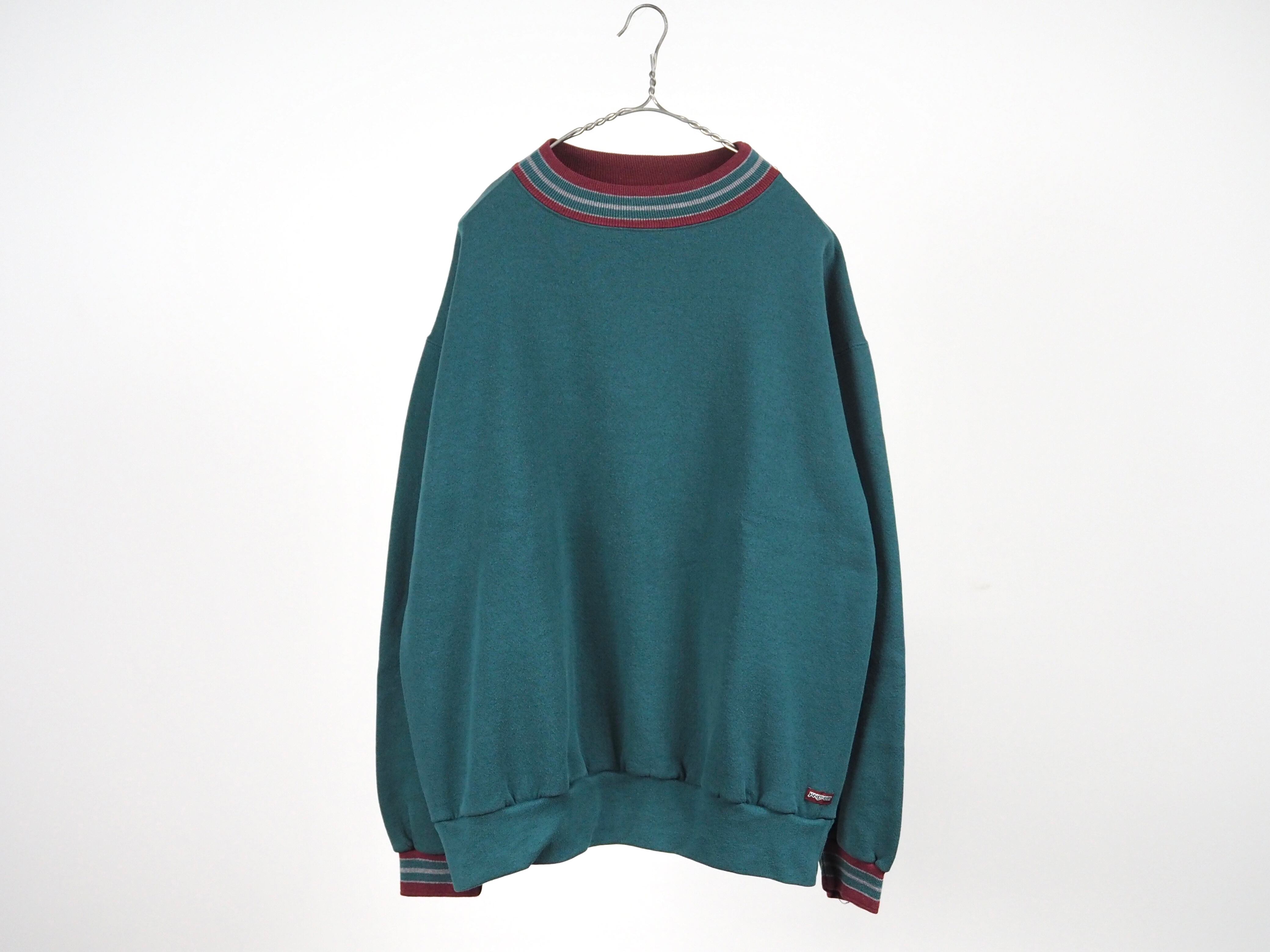 90's JANSPORT striped rib sweatshirt XL /made in USA /green