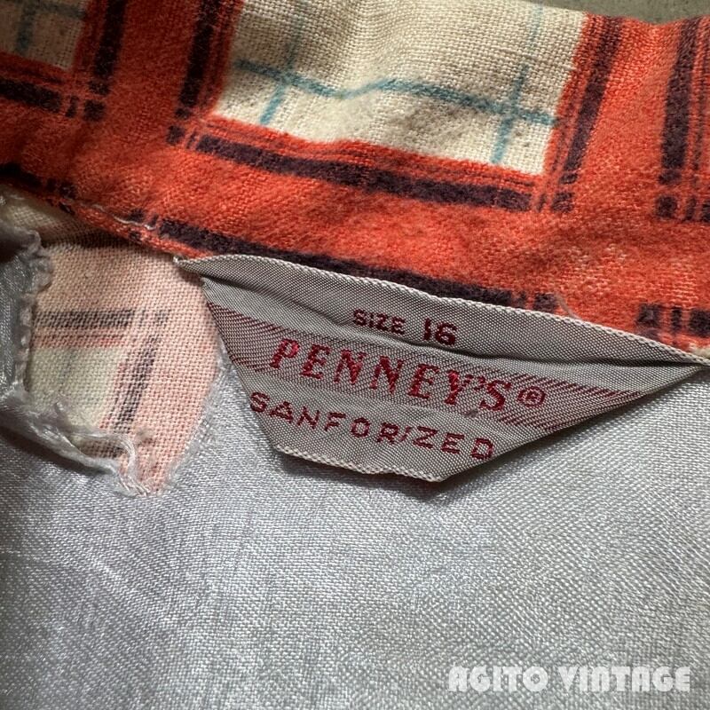 50's PENNEY'S ペニーズ プリントネルオープンカラーシャツ 開襟 50's PENNEY'S ペニーズ プリントネルオープンカラーシャツ 開襟