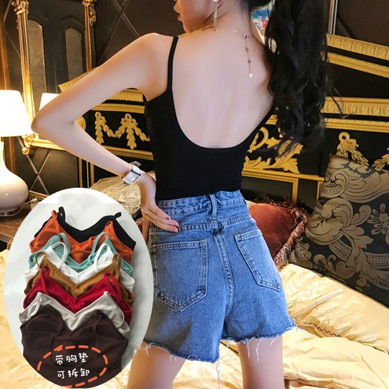 ヨーロッパとアメリカの黒のセクシーなスポーツスリングベスト女性の胸のパッド、白い背中と夏の摩耗の底 1号婦人50750874504