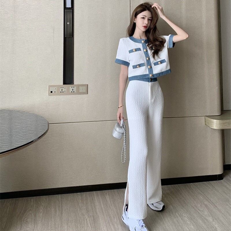 サマースタイルショートジャケット カジュアルパンツ ワイドレッグ ストリート 夏物 ワイドパンツ YY-ファッション73703448356