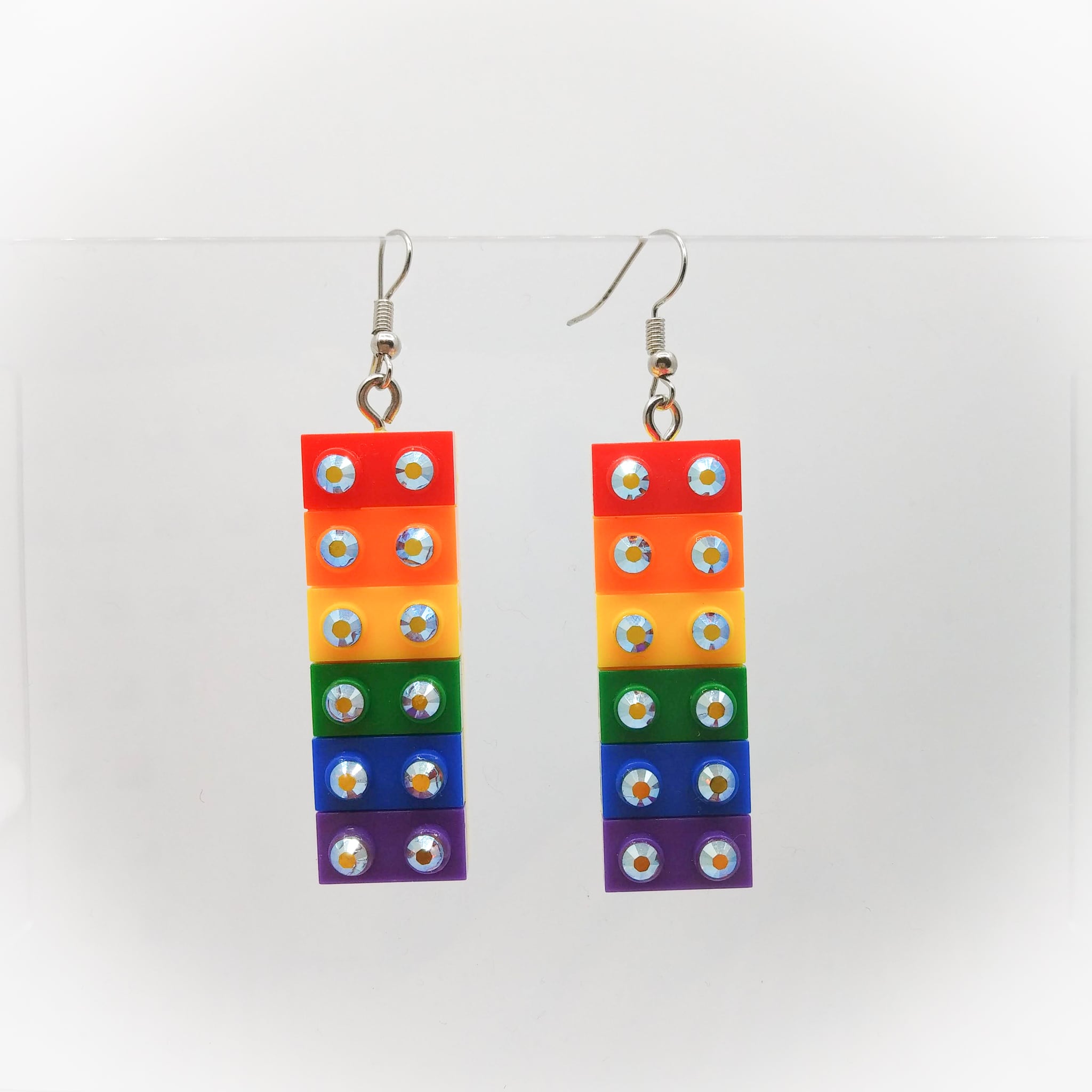 スワロフスキー　カラフルレゴピアス　イヤリング　レゴ　おもちゃアクセ　カラフル　個性派　大人かわいい　アクセサリー　