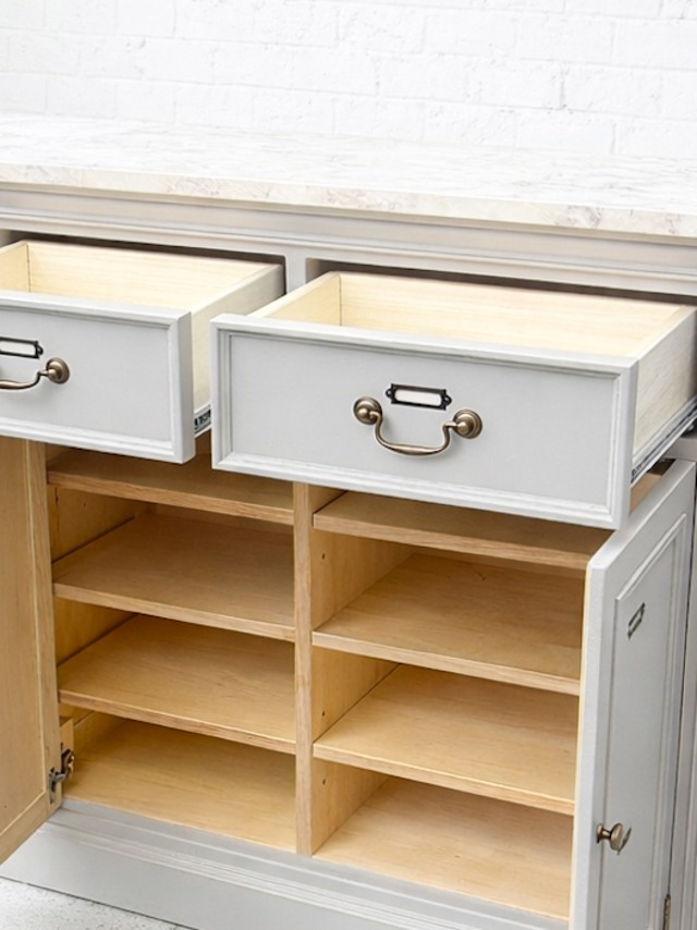 両面化粧間仕切り兼収納キャビネット (大理石天板・アンティーク調家具)W900 輸入住宅向け家具