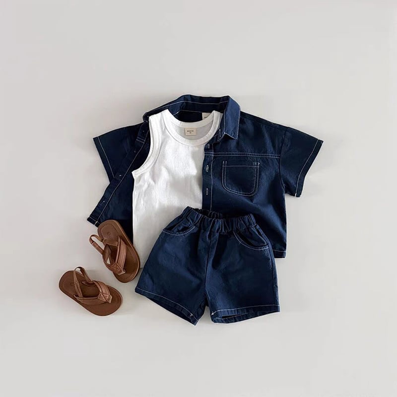 BABY&KID】夏新作ポケット付きデニムセットアップ | 韓国子供服通販