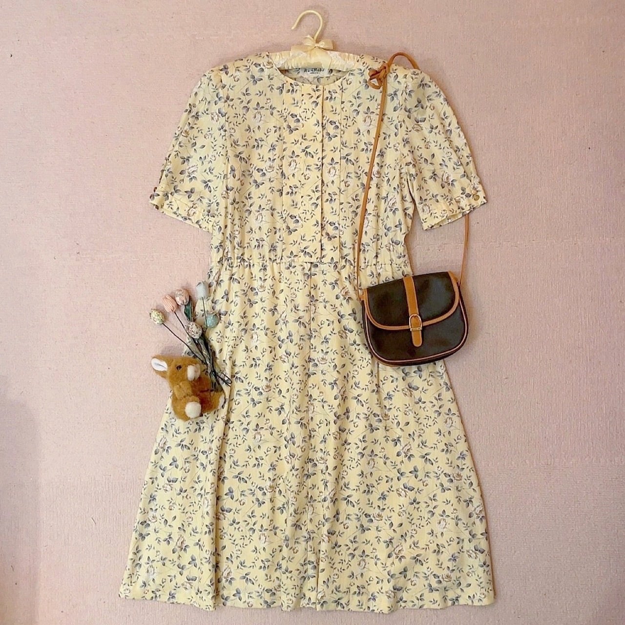 yellow white rose flare one-piece