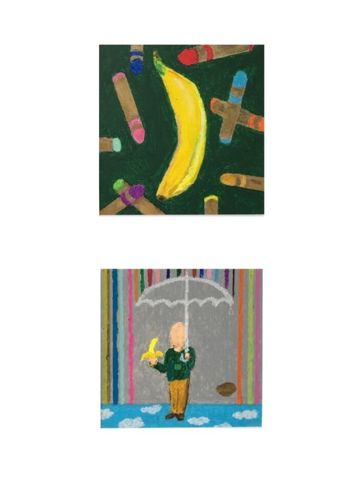 おなかすいた クレヨンイラスト 原画 額縁付き のさかひろむのクレヨンイラストのおみせ