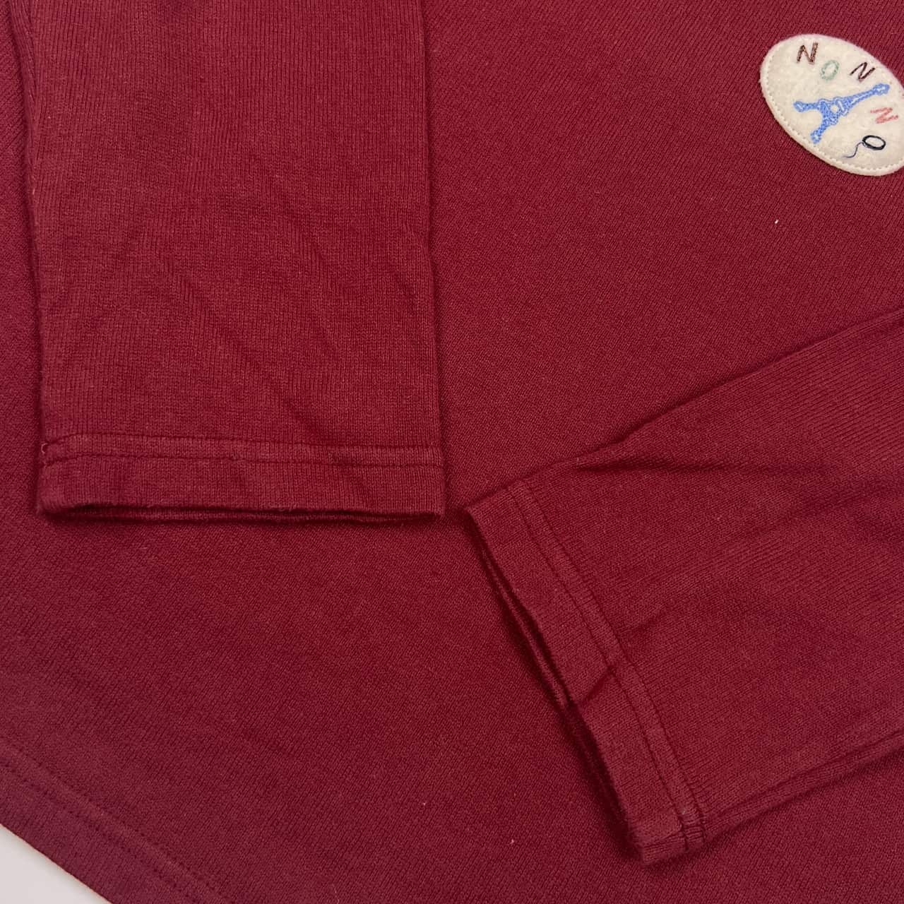 Mademoiselle NON NON マドモアゼルノンノン ワッペン デザイン 長袖 Tシャツ カットソー  M/ワインレッド レディース